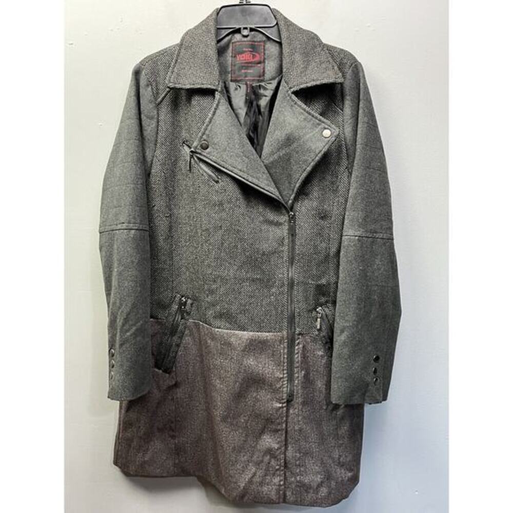YOKI NEW‎ YORK Coat Womens Size XL Wool blend Moto Pockets Extra Large